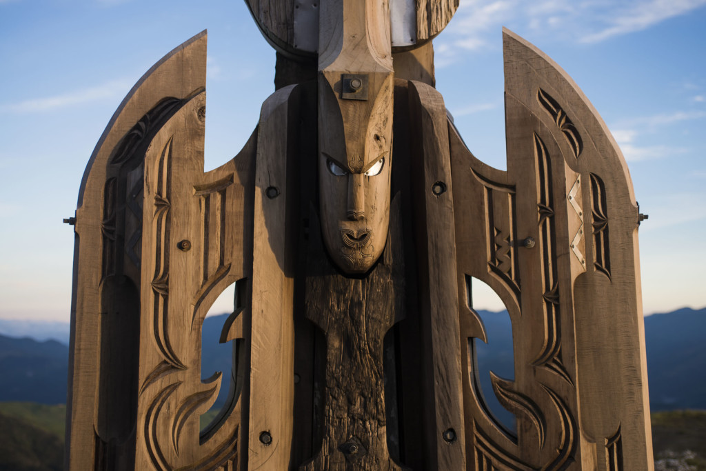 Maunga Hikurangi Maori Carvings Pou